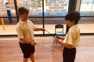 St Mary St Josephs Catholic Primary School Maroubra - students playing with rope puzzles